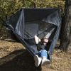 Nylon Mosquito Hammock with Attached Bug Net, 1 Person Dark Gray and Black, Size 115"L x 59"W